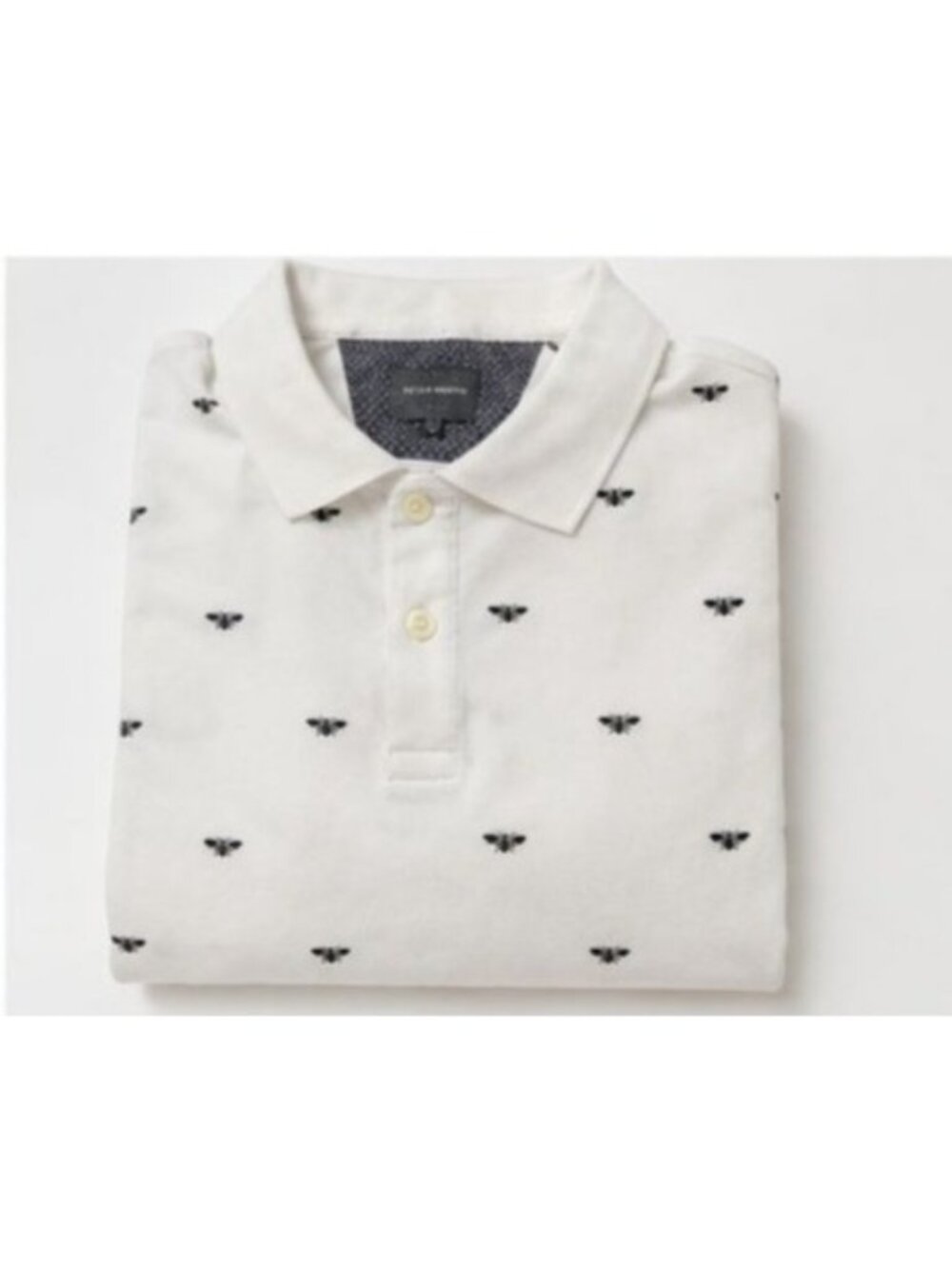 Peter Werth London Men’s White Polo Shirt Bee Pattern Embroidered Size L - Picture 6 of 6